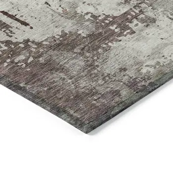 5' X 8' Taupe Ivory And Brown Damask Washable Indoor Outdoor Area Rug