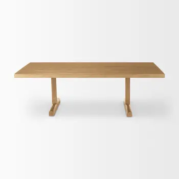 55" Natural Solid Wood Double Pedestal Coffee Table