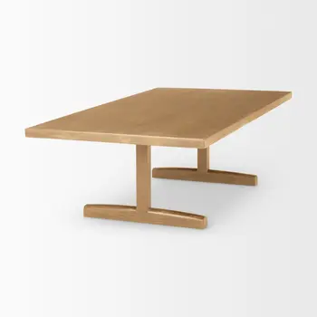 55" Natural Solid Wood Double Pedestal Coffee Table