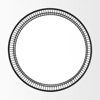 30" Black and Clear Glass and Iron Round Frame Coffee Table