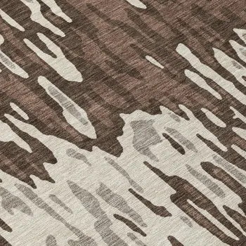 8' Brown Beige And Gray Round Striped Washable Indoor Outdoor Area Rug