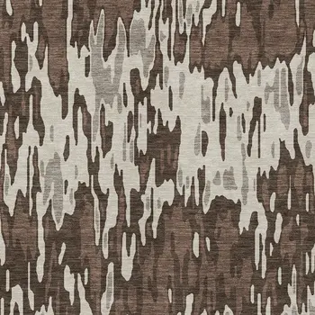 8' X 10' Brown Beige And Gray Striped Washable Indoor Outdoor Area Rug