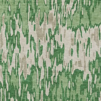 8' X 10' Green And Gray Striped Washable Indoor Outdoor Area Rug