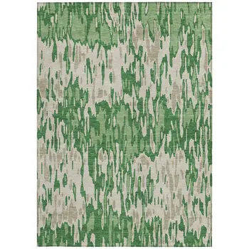 10' X 14' Green And Gray Striped Washable Indoor Outdoor Area Rug