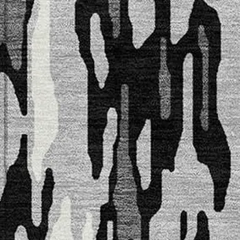 9' X 12' Gray Black And Ivory Striped Washable Indoor Outdoor Area Rug
