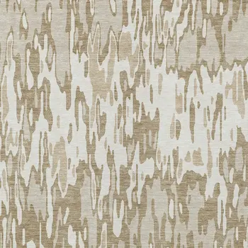 5' X 8' Ivory Brown And Beige Striped Washable Indoor Outdoor Area Rug