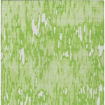 3' X 5' Lime Green And Ivory Striped Washable Indoor Outdoor Area Rug