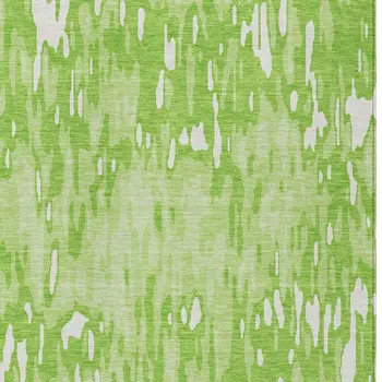 5' X 8' Lime Green And Ivory Striped Washable Indoor Outdoor Area Rug