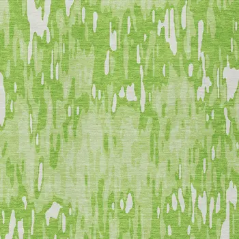 8' X 10' Lime Green And Ivory Striped Washable Indoor Outdoor Area Rug