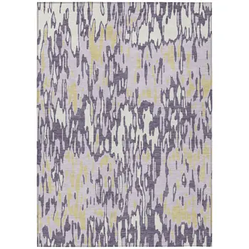 10' X 14' Purple Gold And Ivory Striped Washable Indoor Outdoor Area Rug