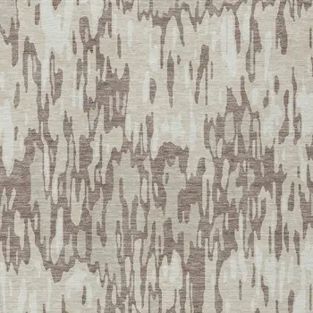 9' X 12' Ivory Beige And Brown Striped Washable Indoor Outdoor Area Rug