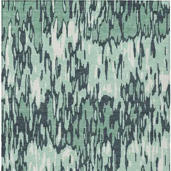 10' X 14' Sage Black And Ivory Striped Washable Indoor Outdoor Area Rug