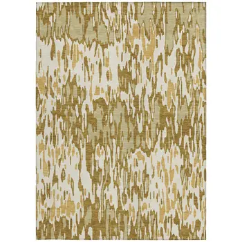 3' X 5' Wheat Gold And Beige Striped Washable Indoor Outdoor Area Rug