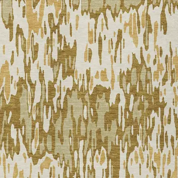 3' X 5' Wheat Gold And Beige Striped Washable Indoor Outdoor Area Rug