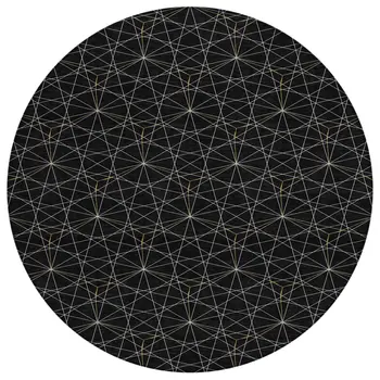 8' Black And Ivory Round Geometric Washable Indoor Outdoor Area Rug