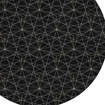 8' Black And Ivory Round Geometric Washable Indoor Outdoor Area Rug