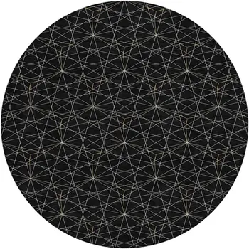 8' Black And Ivory Round Geometric Washable Indoor Outdoor Area Rug