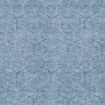 5' X 8' Denim Blue Black And Ivory Geometric Washable Indoor Outdoor Area Rug