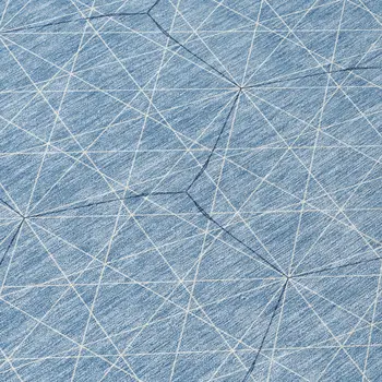 8' Denim Blue Black And Ivory Round Geometric Washable Indoor Outdoor Area Rug