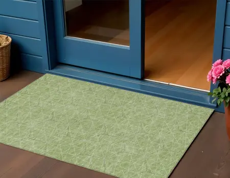 3' X 5' Green Black And Ivory Geometric Washable Indoor Outdoor Area Rug