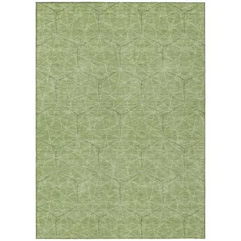3' X 5' Green Black And Ivory Geometric Washable Indoor Outdoor Area Rug
