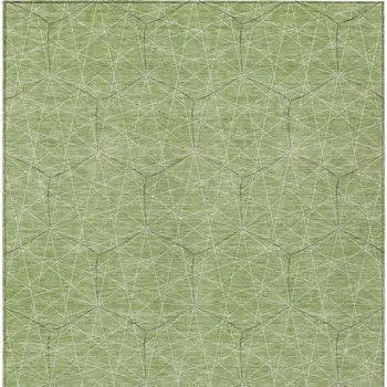 8' X 10' Green Black And Ivory Geometric Washable Indoor Outdoor Area Rug