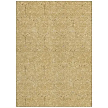 5' X 8' Gold Black And Beige Geometric Washable Indoor Outdoor Area Rug