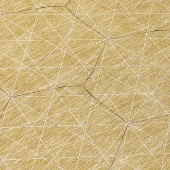8' Gold Black And Beige Round Geometric Washable Indoor Outdoor Area Rug