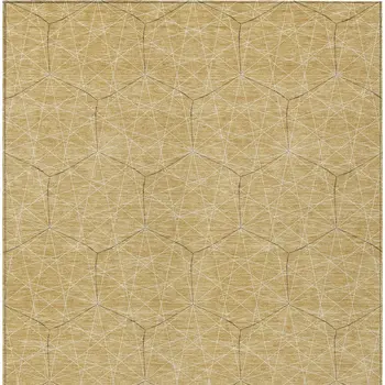 8' X 10' Gold Black And Beige Geometric Washable Indoor Outdoor Area Rug