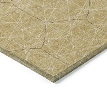 8' X 10' Gold Black And Beige Geometric Washable Indoor Outdoor Area Rug