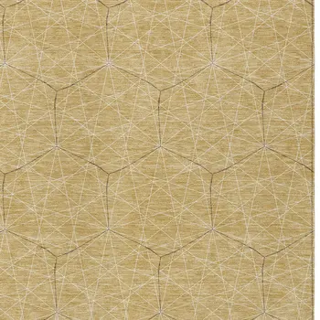 9' X 12' Gold Black And Beige Geometric Washable Indoor Outdoor Area Rug