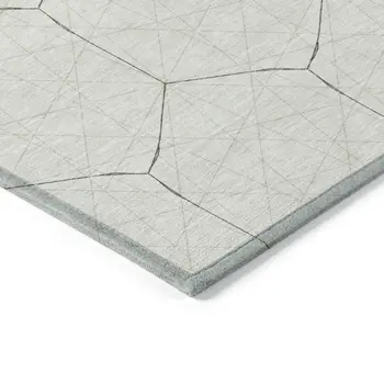 8' X 10' Ivory Beige And Black Geometric Washable Indoor Outdoor Area Rug