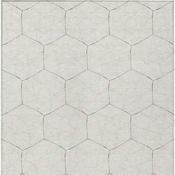 8' X 10' Ivory Beige And Black Geometric Washable Indoor Outdoor Area Rug