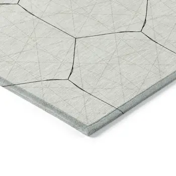 10' X 14' Linen Beige And Black Geometric Washable Indoor Outdoor Area Rug