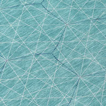 8' Teal Blue Black And Ivory Round Geometric Washable Indoor Outdoor Area Rug