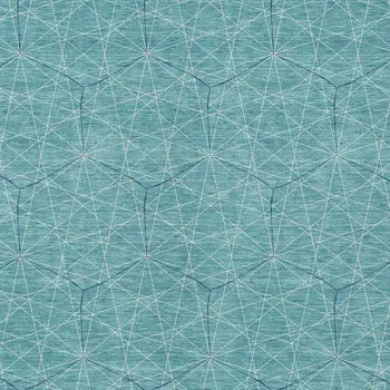 9' X 12' Teal Blue Black And Ivory Geometric Washable Indoor Outdoor Area Rug