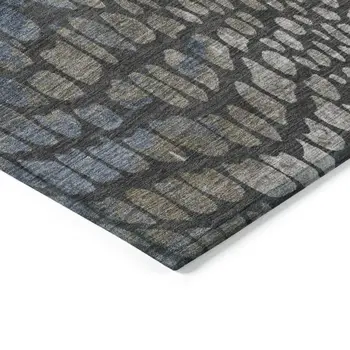 8' X 10' Charcoal Brown And Copper Abstract Washable Indoor Outdoor Area Rug