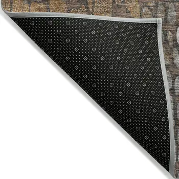 5' X 8' Chocolate Beige And Copper Abstract Washable Indoor Outdoor Area Rug