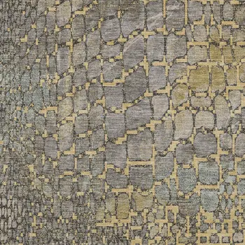 3' X 5' Gold And Gray Abstract Washable Indoor Outdoor Area Rug