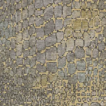 9' X 12' Gold And Gray Abstract Washable Indoor Outdoor Area Rug