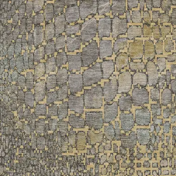 10' X 14' Gold And Gray Abstract Washable Indoor Outdoor Area Rug