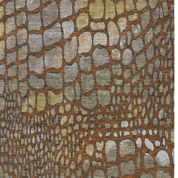3' X 5' Copper Gold And Brown Abstract Washable Indoor Outdoor Area Rug