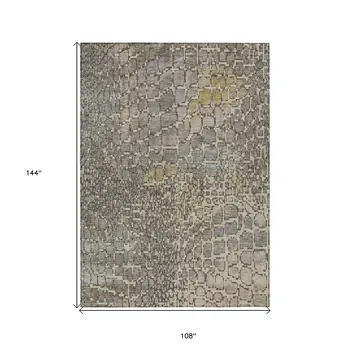 9' X 12' Ivory Gray And Black Abstract Washable Indoor Outdoor Area Rug