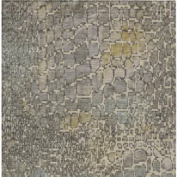 10' X 14' Ivory Gray And Black Abstract Washable Indoor Outdoor Area Rug