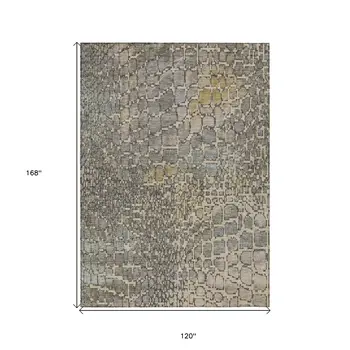 10' X 14' Ivory Gray And Black Abstract Washable Indoor Outdoor Area Rug