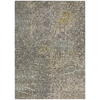 10' X 14' Ivory Gray And Black Abstract Washable Indoor Outdoor Area Rug