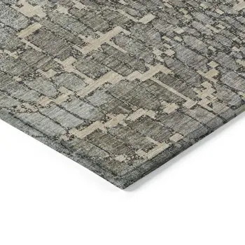 10' X 14' Ivory Gray And Black Abstract Washable Indoor Outdoor Area Rug