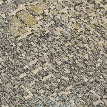 10' X 14' Ivory Gray And Black Abstract Washable Indoor Outdoor Area Rug