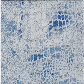 3' X 5' Sky Blue And Ivory Abstract Washable Indoor Outdoor Area Rug