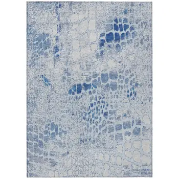 8' X 10' Sky Blue And Ivory Abstract Washable Indoor Outdoor Area Rug